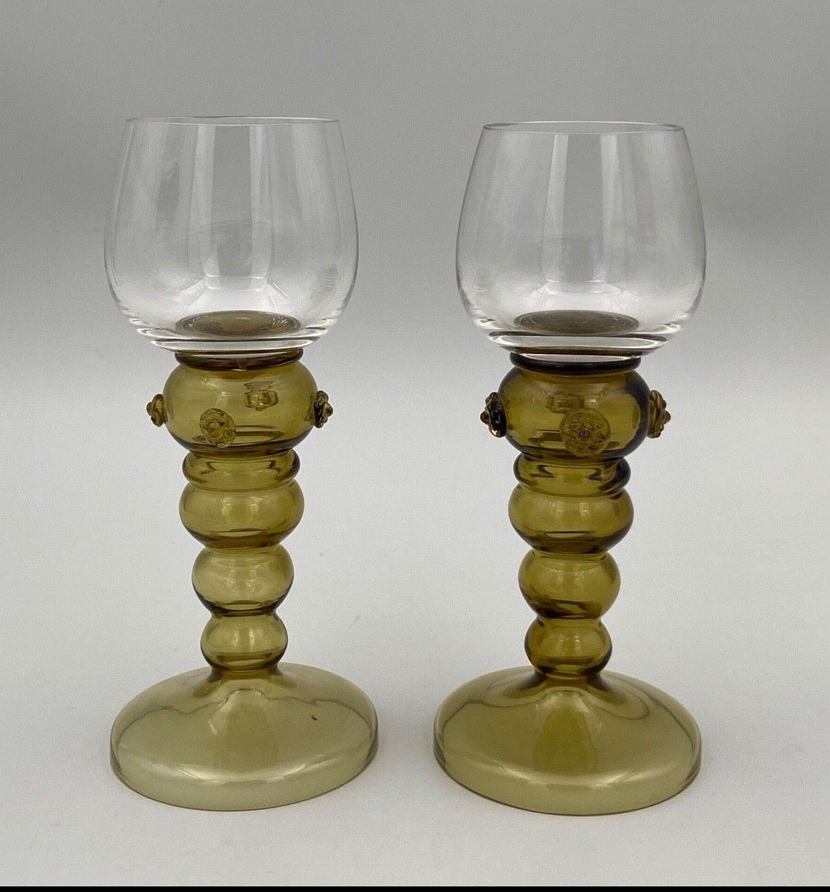 Two glasses chalice italian work or boheme application of cabochons