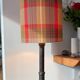 Solid wood lamp with handmade shade, 1940s.