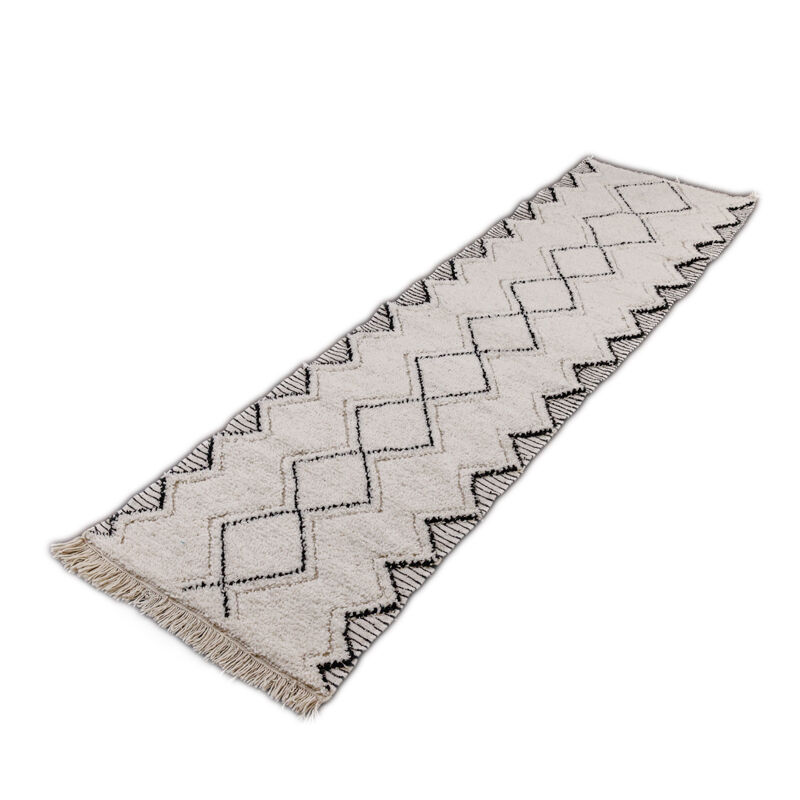 Carpet corridor berber diamond white and black 80x290 cm