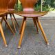 4 vintage Scandinavian dining chairs in curved walnut.
