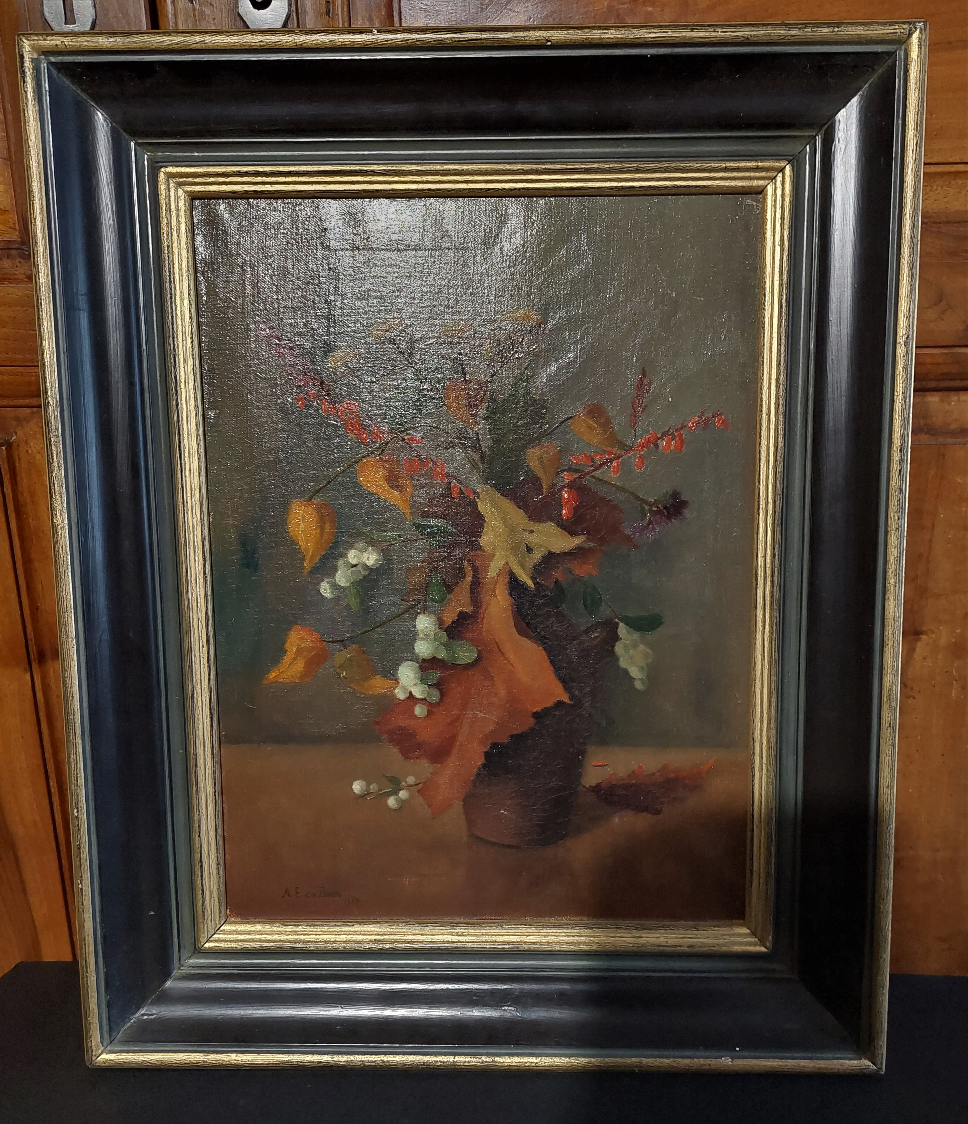 Painting oil on canvas still life bouquet