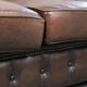 Brown cowhide leather Chesterfield 3-seater sofa in English style