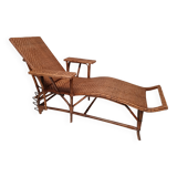 Chaise longue ancienne en rotin  tressé 1900