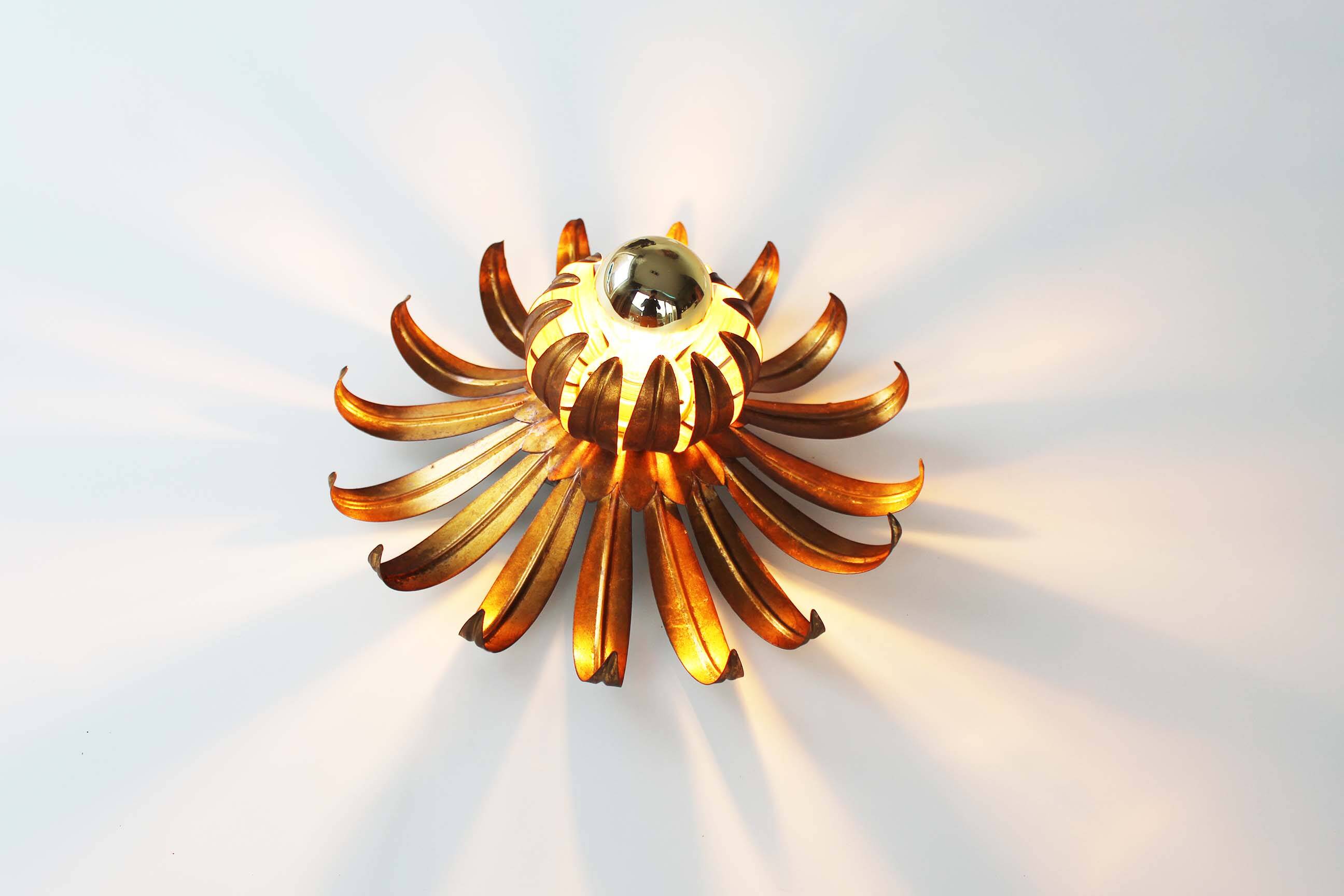 1960’s Italian Gilt Sunburst Wall Light