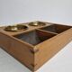 Ancien monnayeur de comptoir en bois et laiton, 21 cm