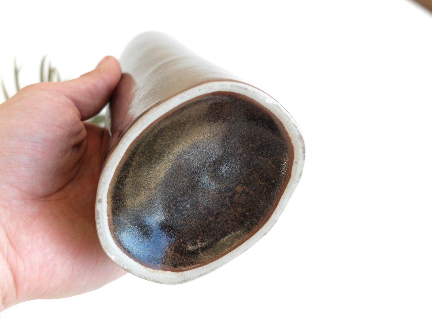 Vase en céramique marron irisée  années 70