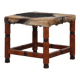 Tabouret en bois massif et peau, travail du XXe siècle