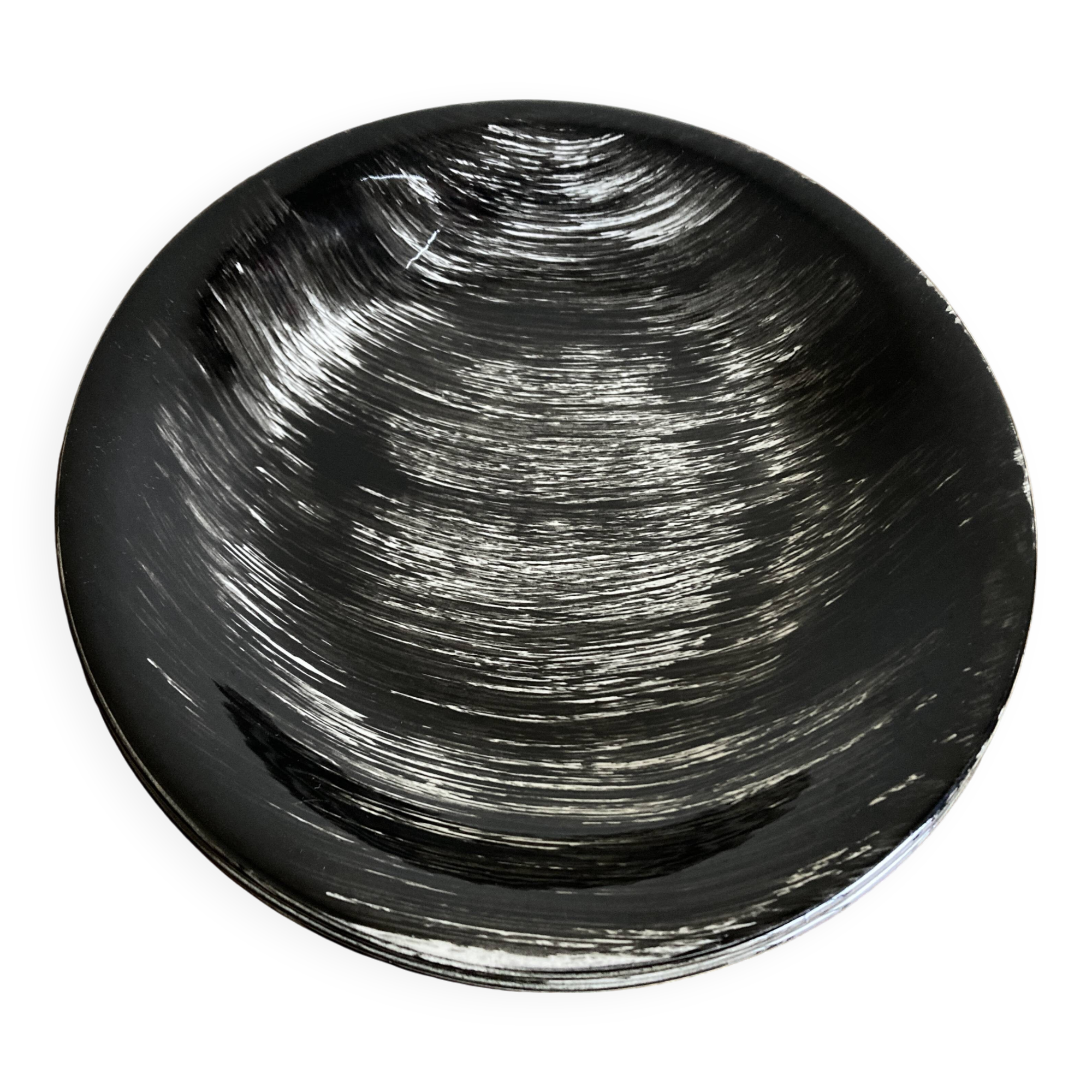 Set of 6 salins 1960s golfe juan black calotte plates