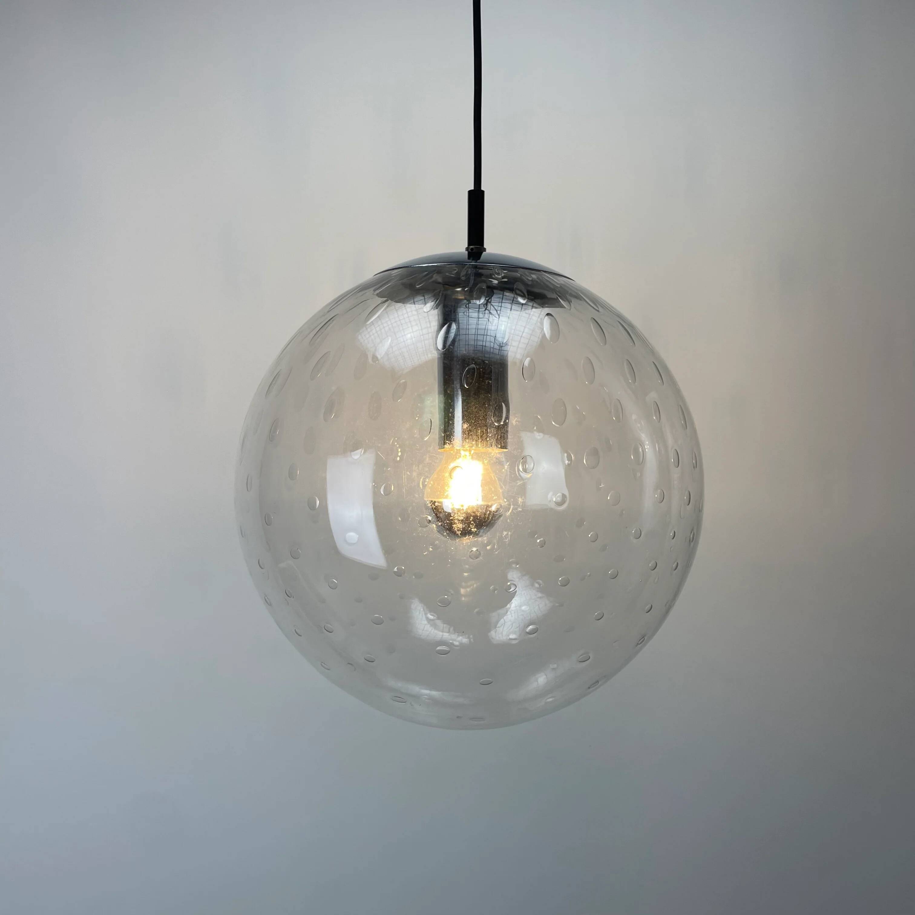 Set of 3 bubble glass pendant lamps by RAAK Amsterdam 1960