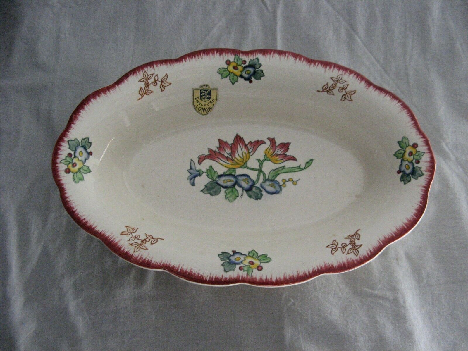 Longwy earthenware basket decorated Marseille around 1930