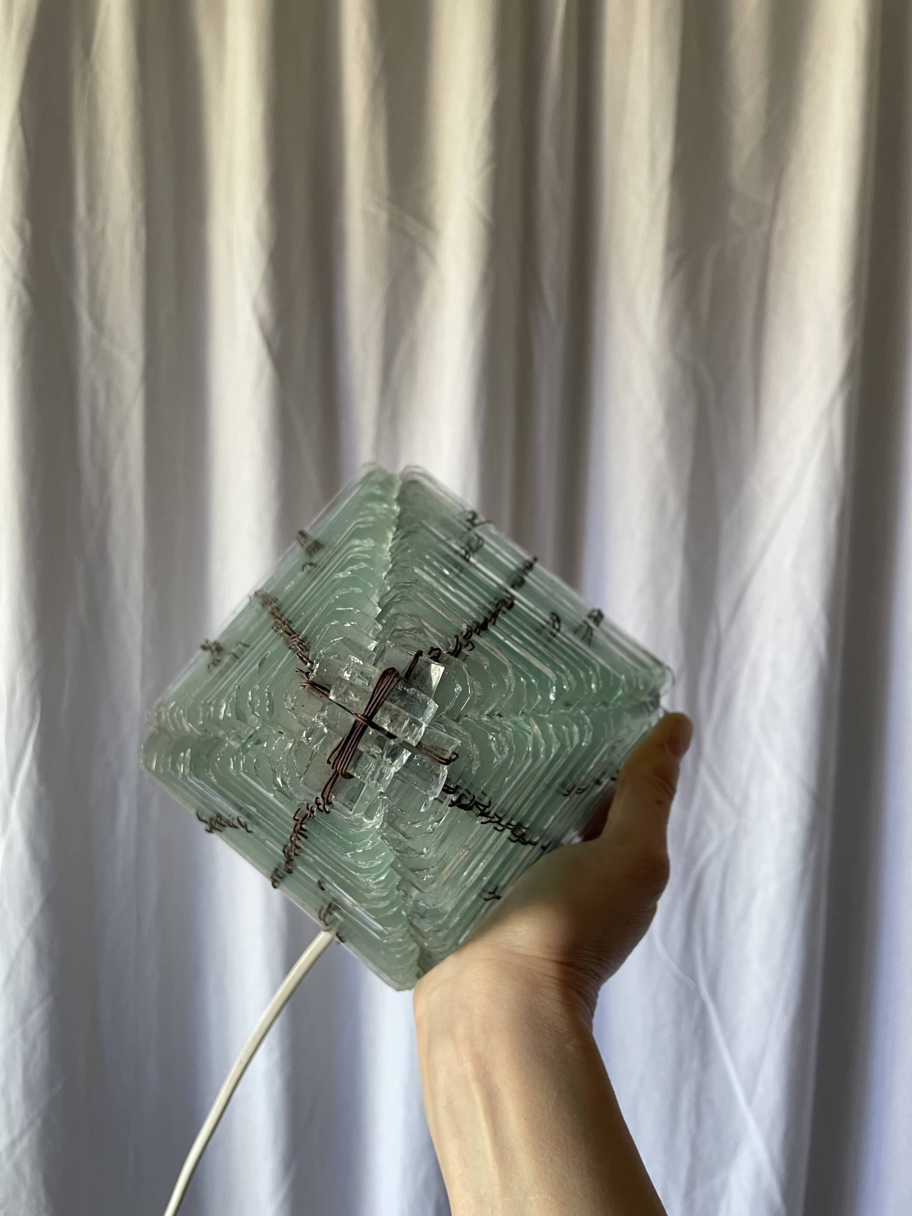 Brutalist glass lamp from the 1970s.