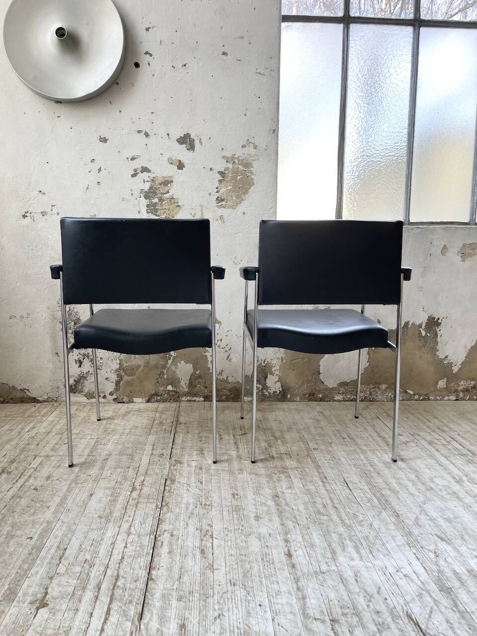 Pair of chrome office chairs