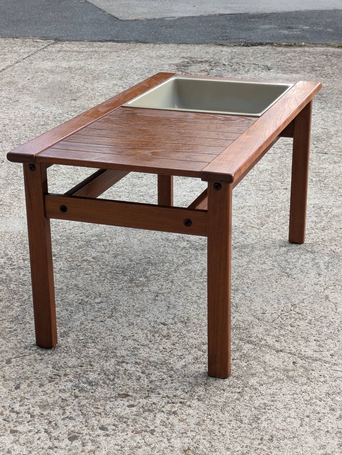 Vintage Scandinavian teak planter coffee table – 1960s