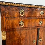 Biedermeier Chest in Walnut Veneer, Cherry, Gold Leaf & Brass, Austria, 1815