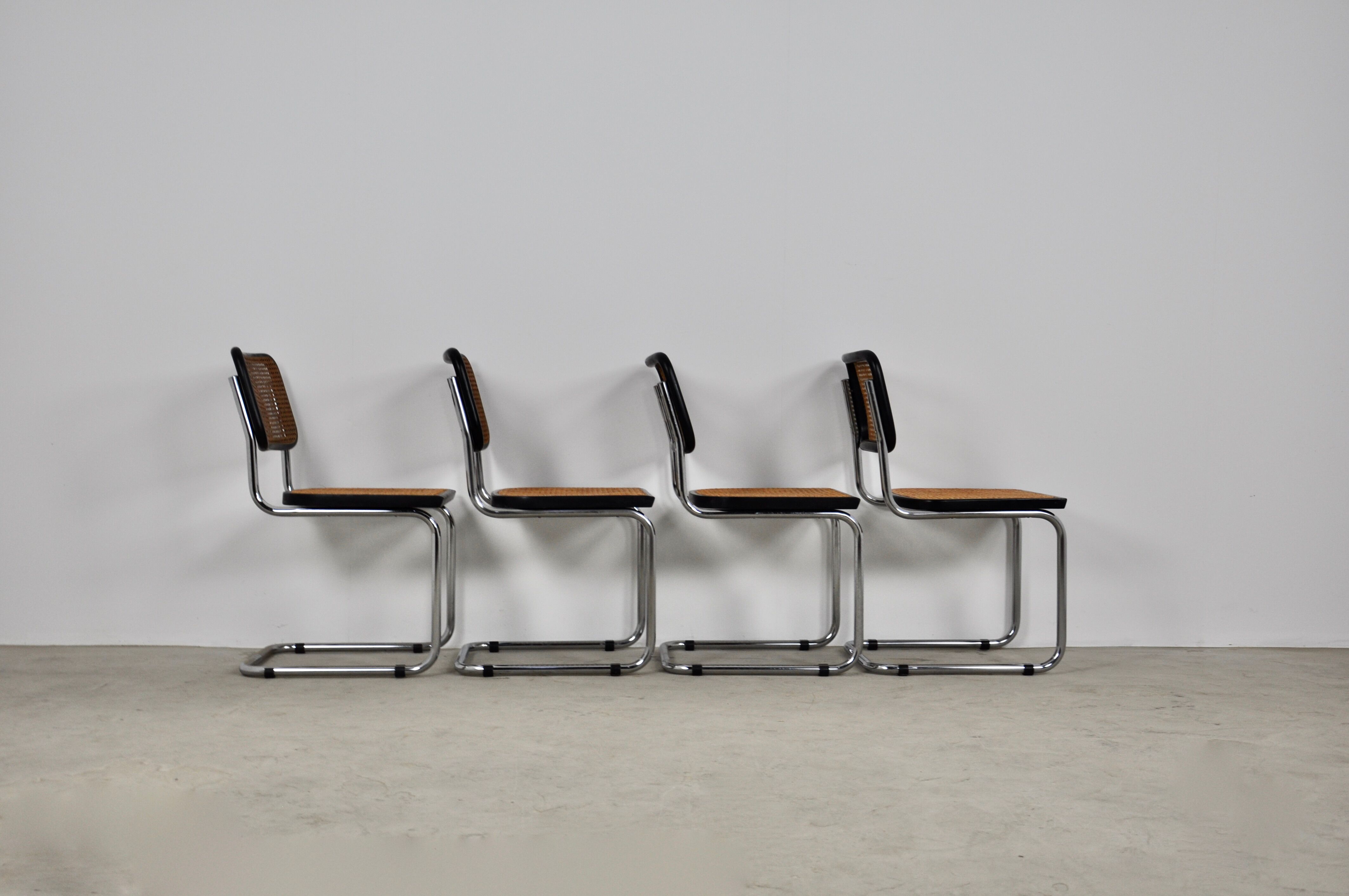 Set of 4 black dinning chairs B32 by Marcel Breuer