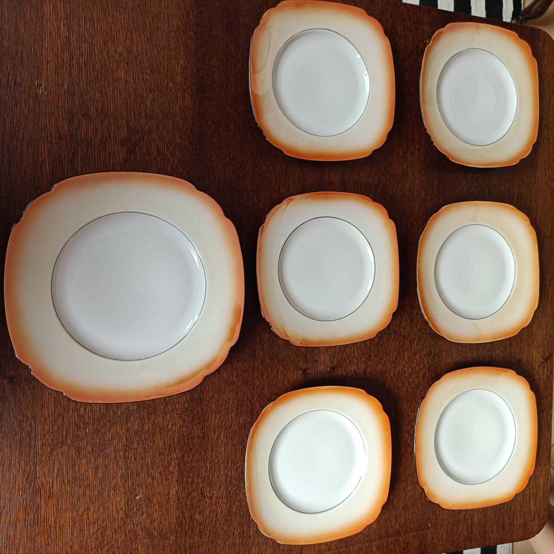 Orange porcelain dessert plates