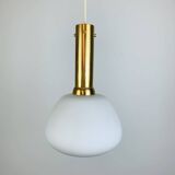 Scandinavian suspension lamp opaline brass 60s