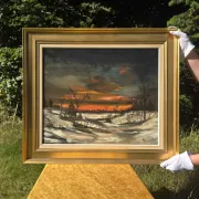 Vintage Winter Landscape Oil Painting