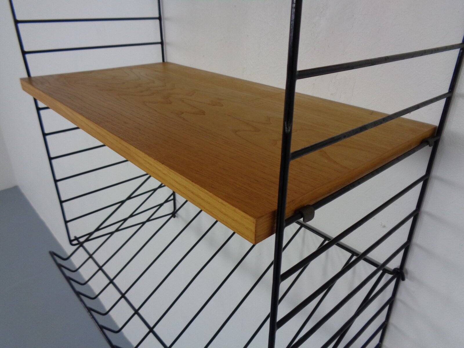 Swedish wall unit in ash and metal by Kajsa & Nils Nisse Strinning for String, 1950s