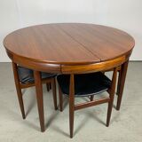 Hans Olsen Roundette table in Afromosia and chairs