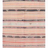 5x9 Rug For Living Room Salmon Green Kilim Rug, 145x288Cm