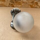 Old Grey Metal Wall Lamp + Vintage Glass Ball