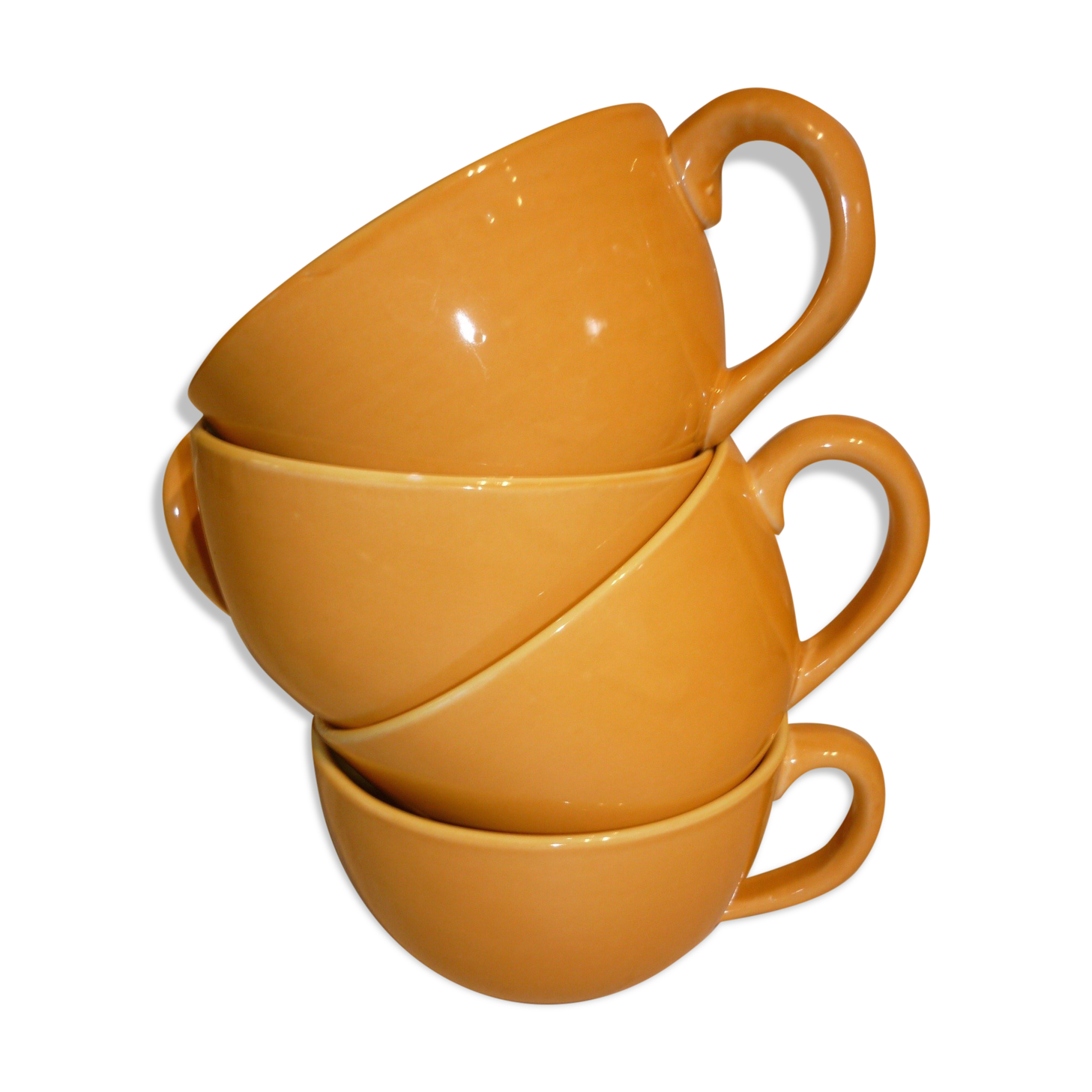 4 yellow and orange ceramic cups