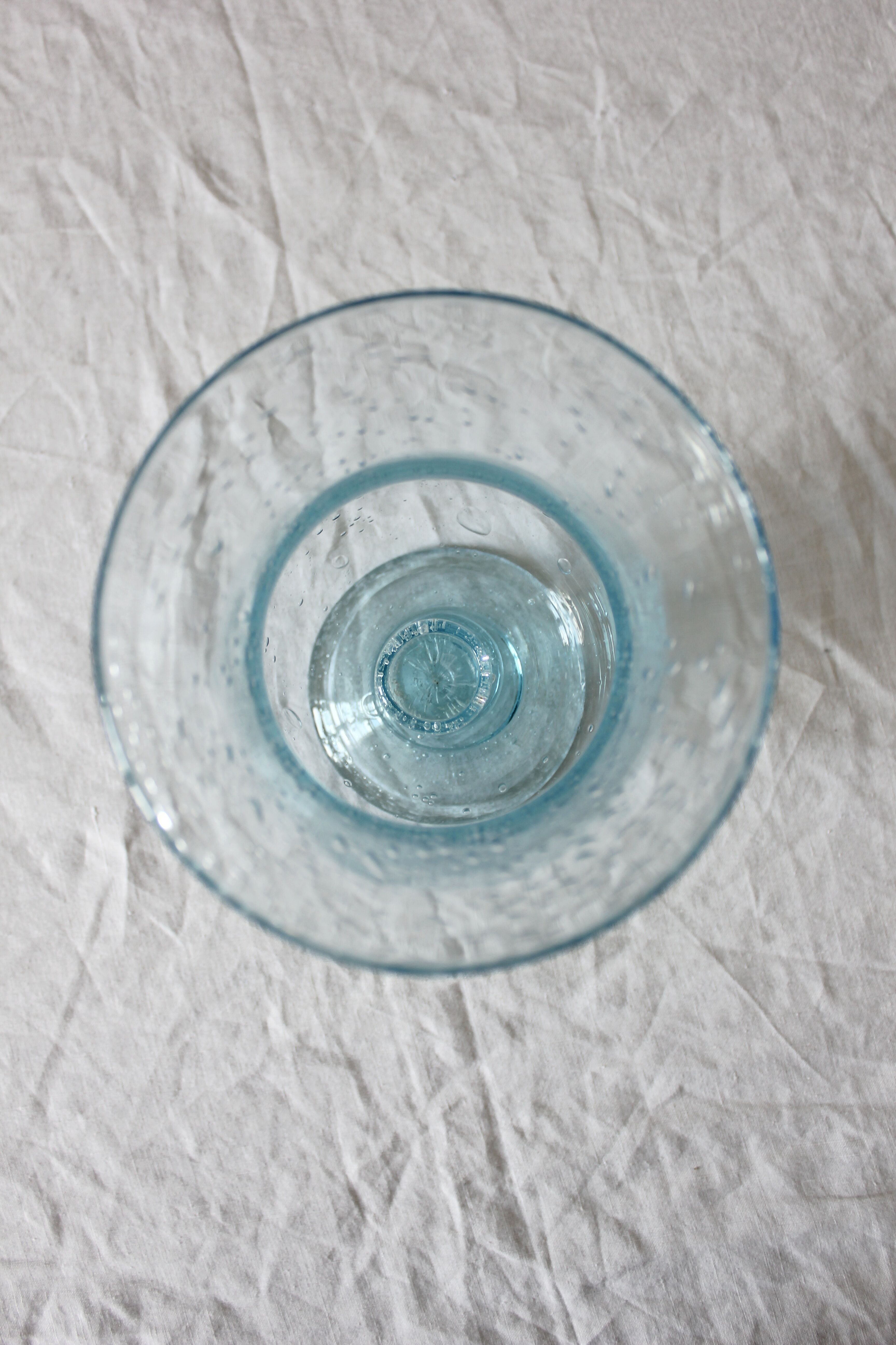 Photophore vase in light blue bubbled blown glass Biot vintage