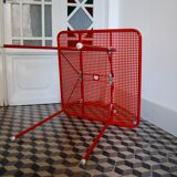 Red metal folding table Malaval type