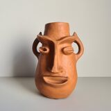 Face-shaped terracotta sculpture vase / 60s / vintage / art / Mid-Century / 20th century