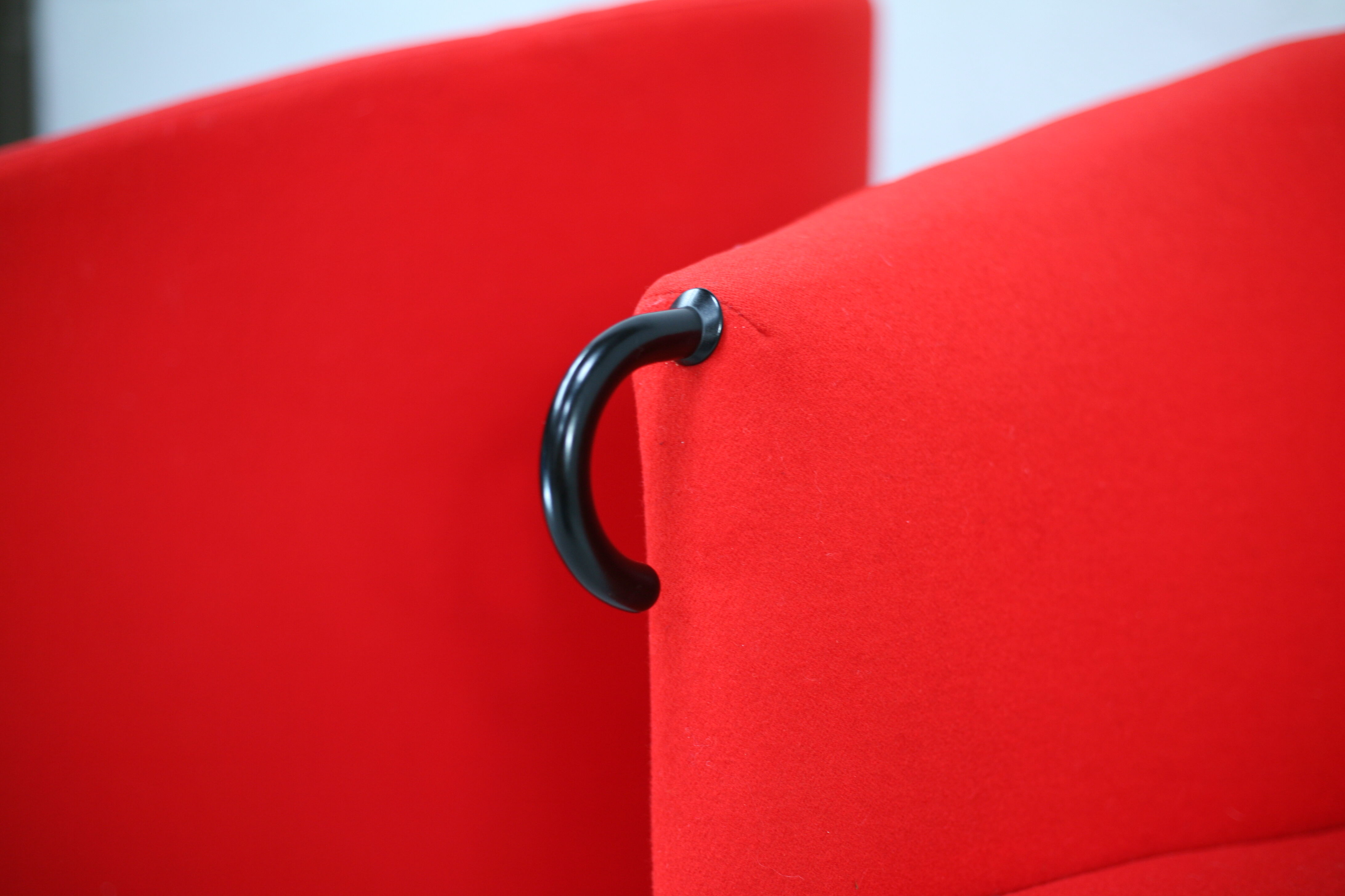 Pair of red Arflex armchairs. Italy, circa 1980