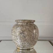 Fossil stone round vase