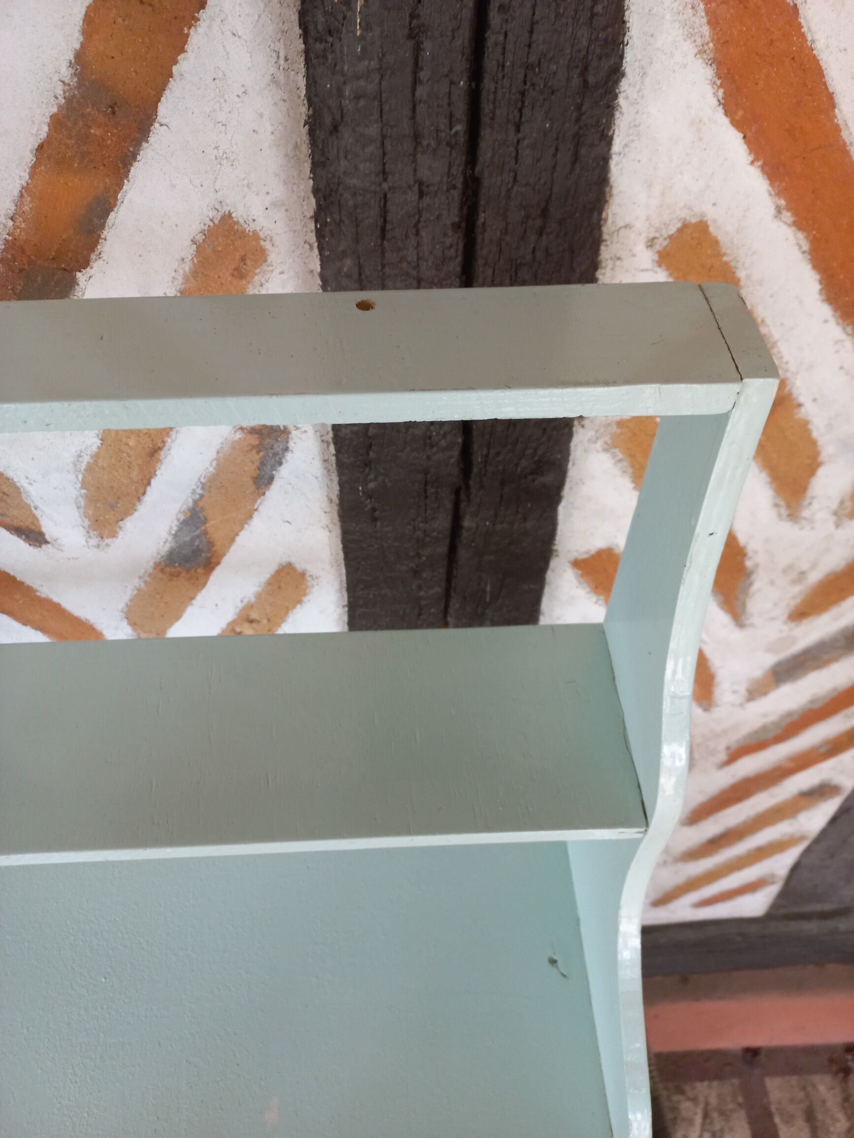 Vintage green wood shelf