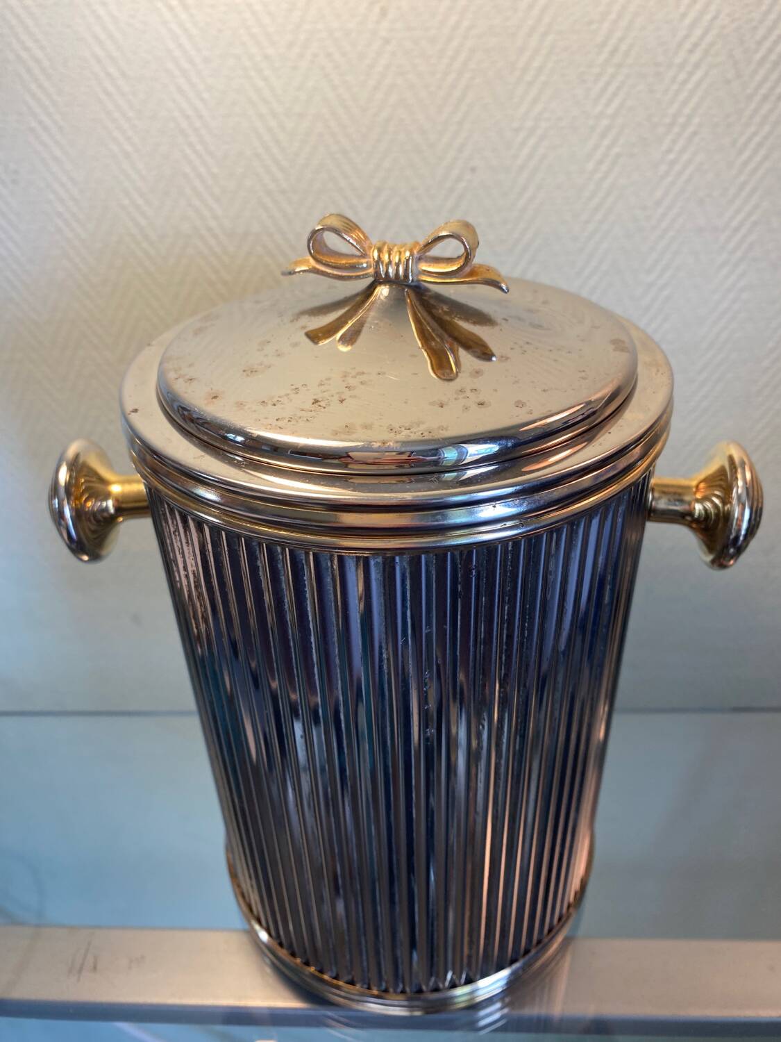 70s silver metal ice bucket