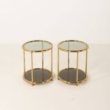 Hollywood Regency style mid century brass side tables, set of 2 , Italy