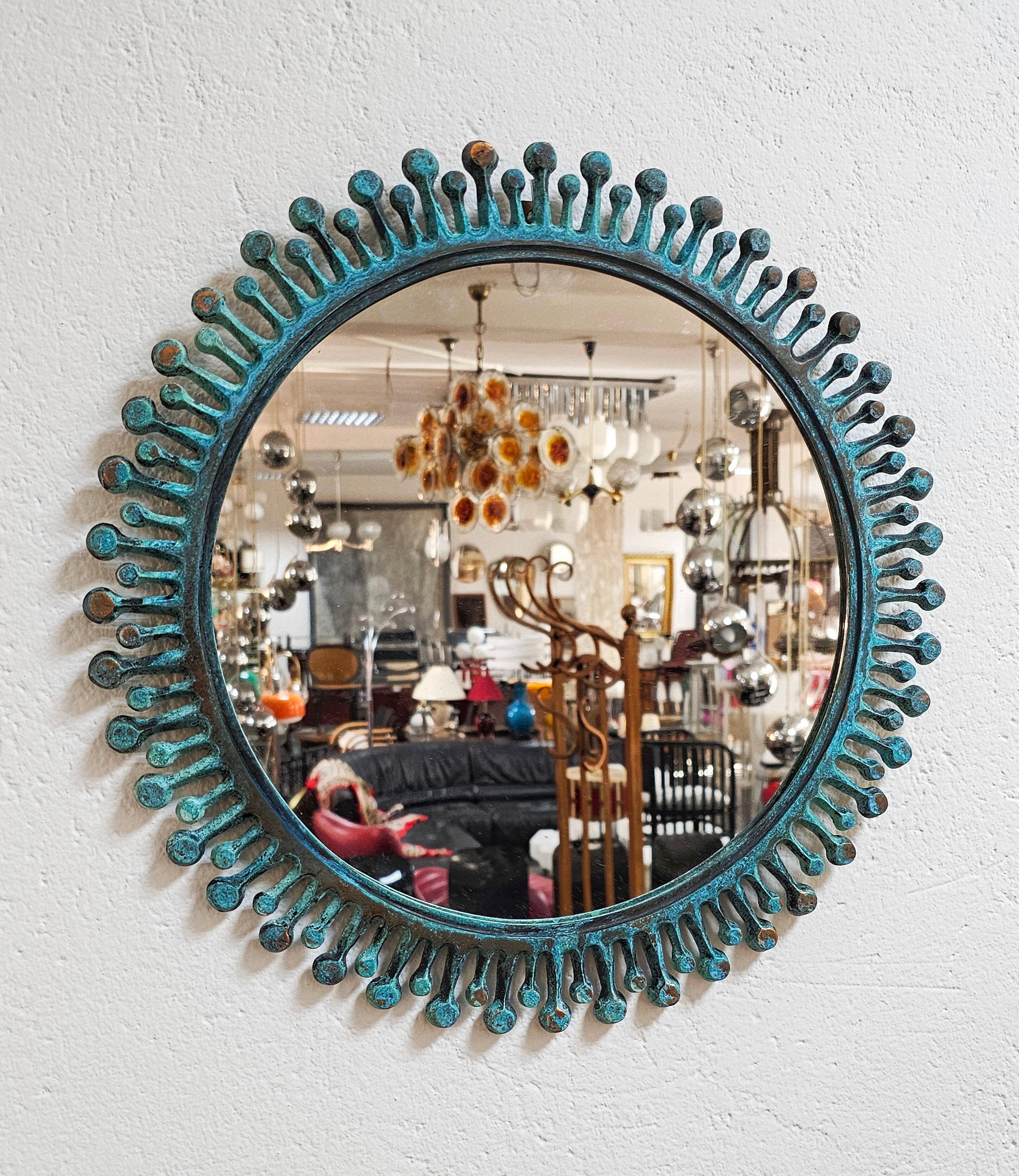Miroir soleil vintage en bronze