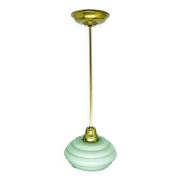 Mid-century glass and brass pendant lamp, 1950s