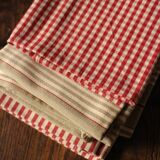Lot 6 napkins cotton stripes mattress vichy red beige creation