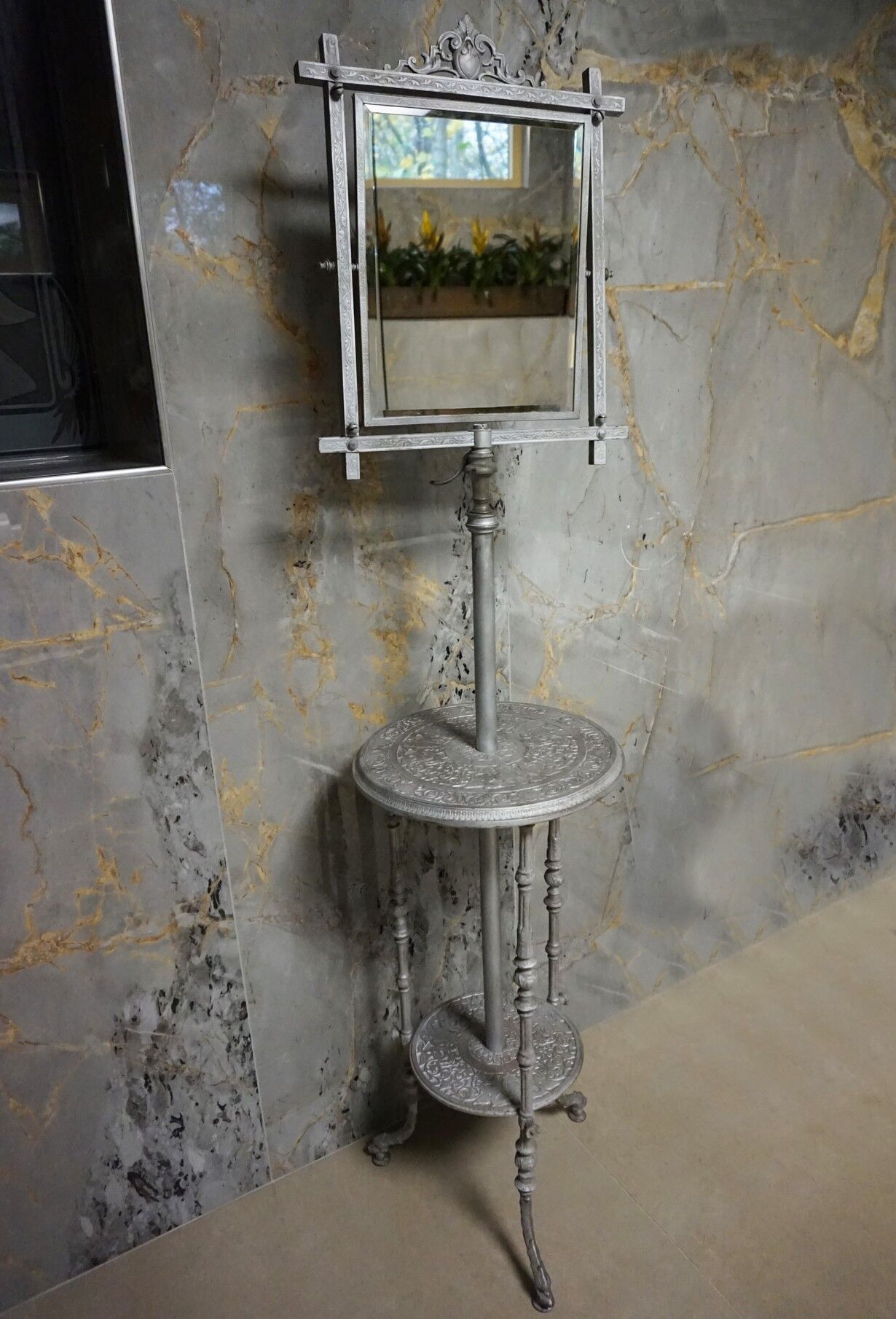 Vintage cast iron adjustable Shaving Stand