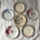 Six dinner plates don't match in red and blue