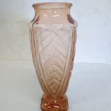 Art Deco pink blown glass vase