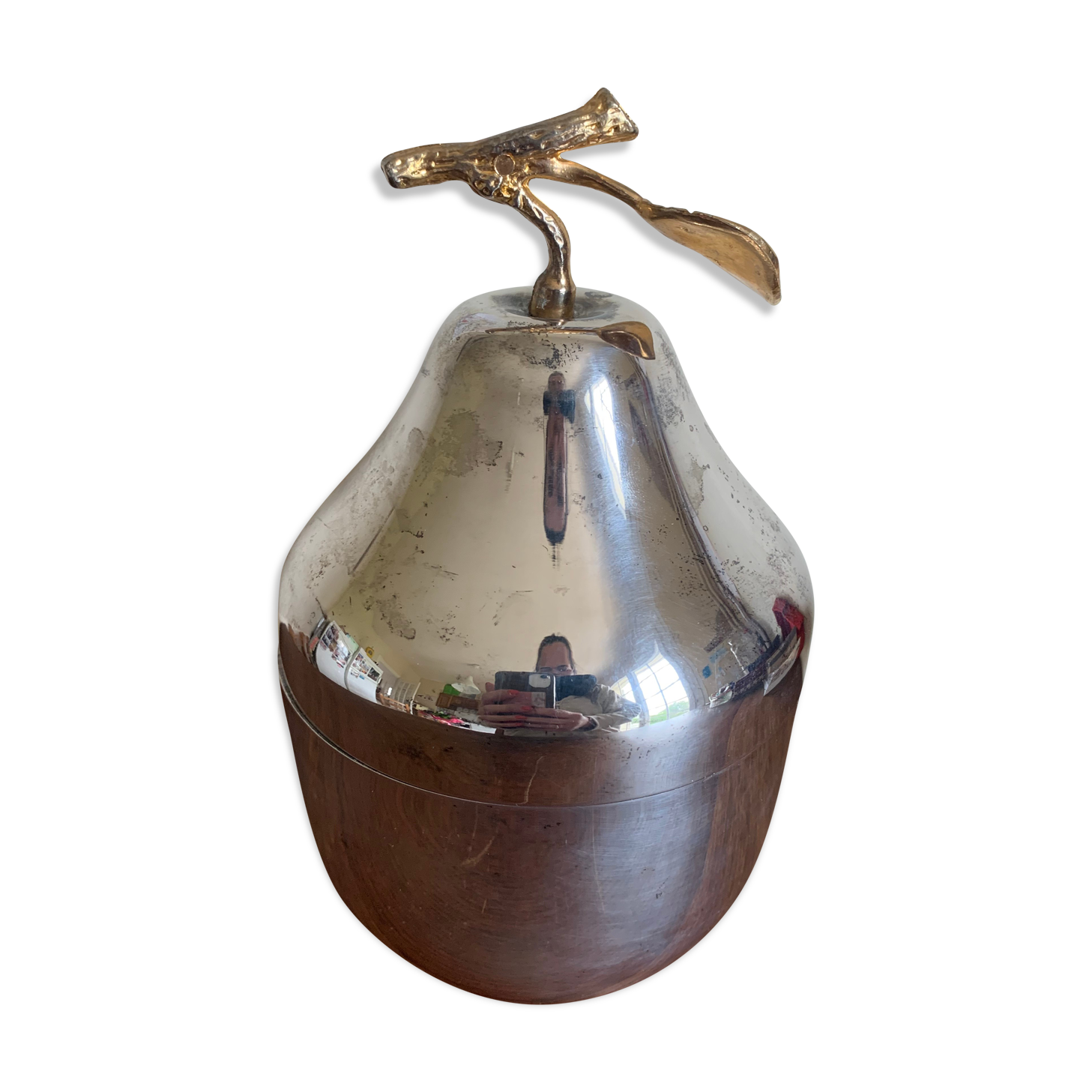 Silver metal ice bucket pear shape