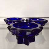 Old reims glass candlesticks cobalt blue
