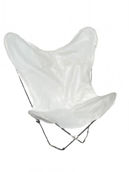 Pair of white leatherette butterfly chairs