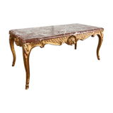 Low table of Style Louis XV gold wooden / marble top