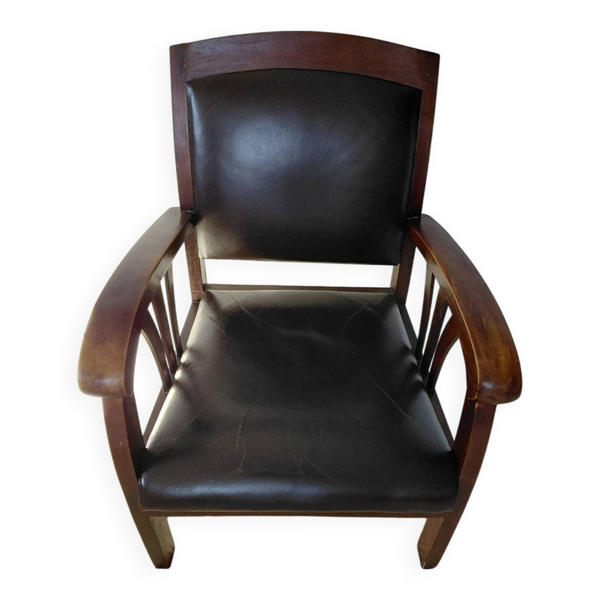 Colonial style wooden armchair