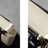 Beige plastic table lamp Lucifer, mid-century modern Scandinavian style.