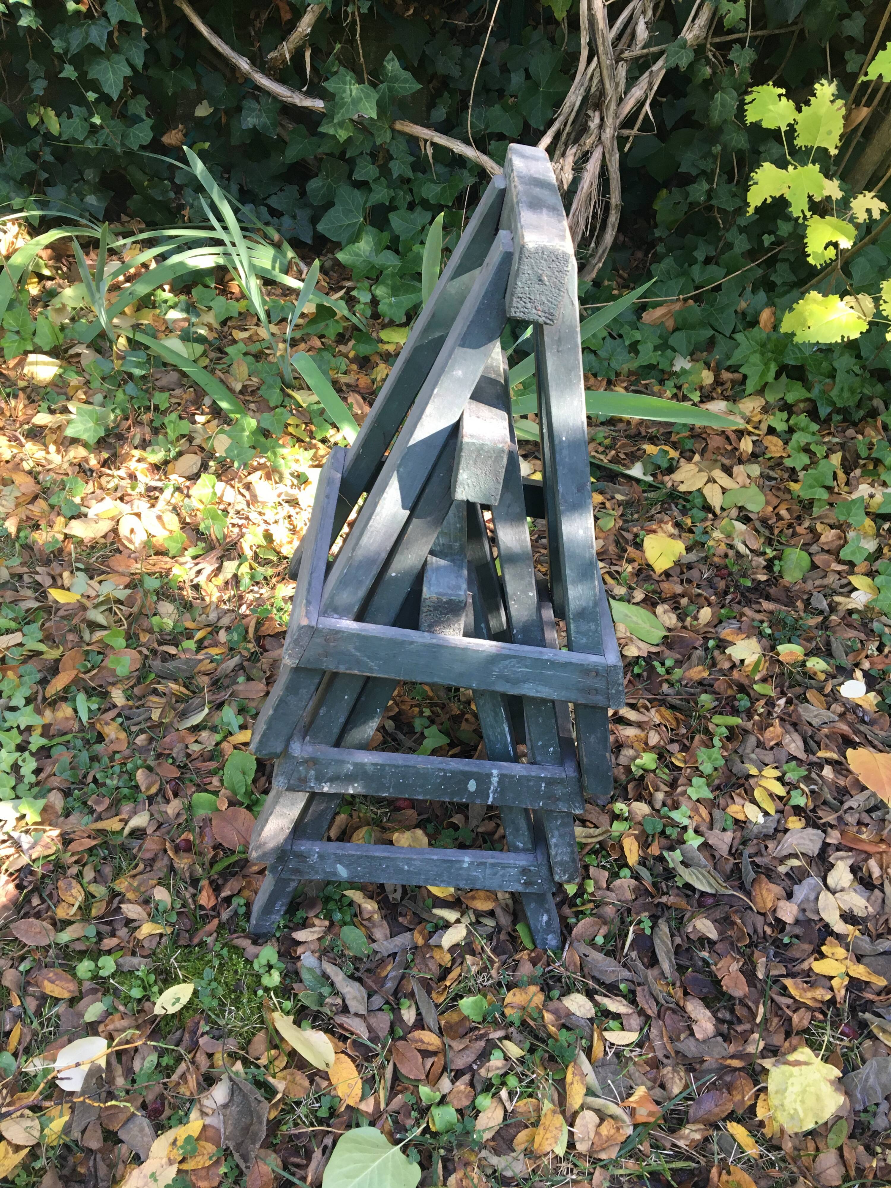 Wooden trestle bench