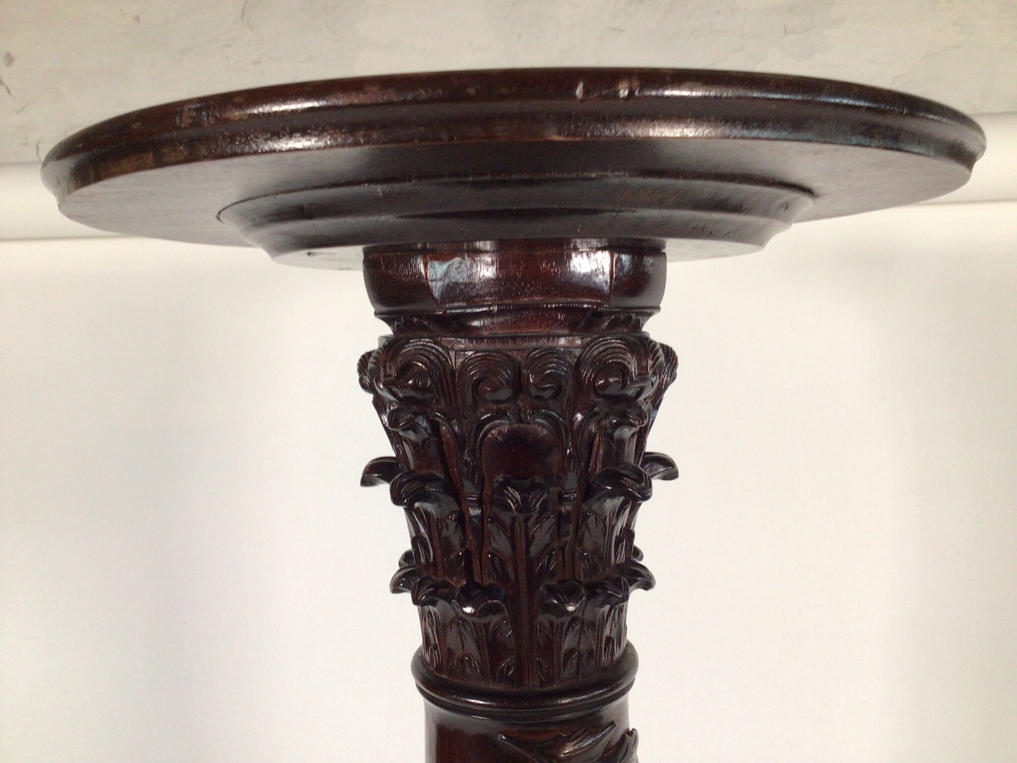 Oak carved plant stand
