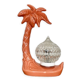 Palm lamp in ceramic and chiseled glass